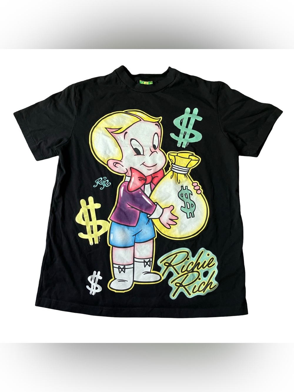 Richie Rich x Shoe Palace Tshirt Black Medium Crew Neck Embroidered Double Sided